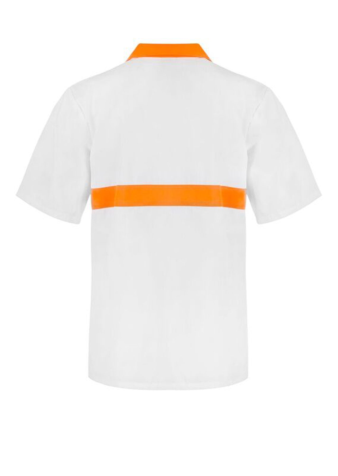 Workcraft WS3007 Short Sleeve Food Industry Jacshirt With Contrast Collar And Chestband in White / Orange