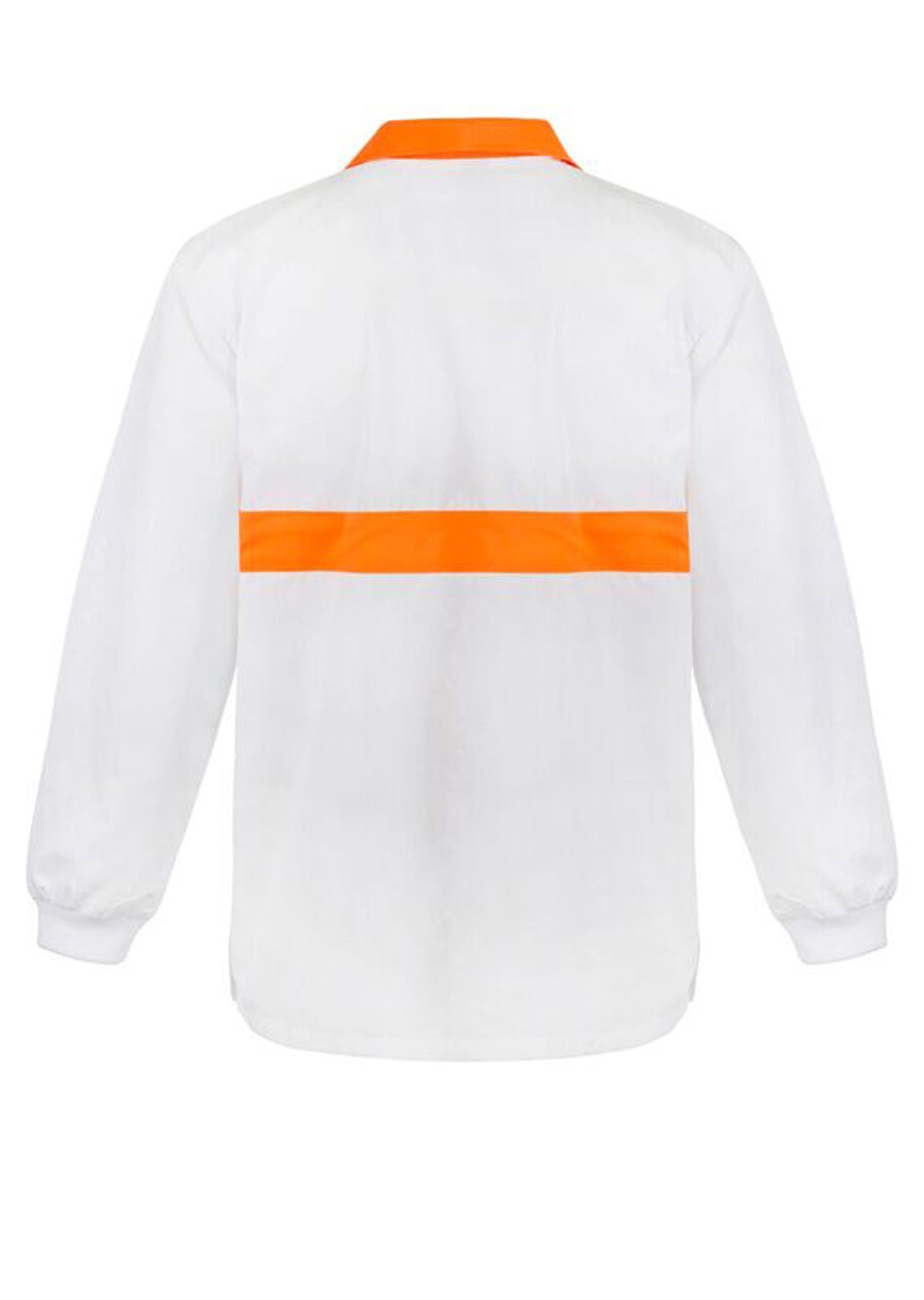 Workcraft WS3003 Long Sleeve Food Industry Jacshirt With Contrast Collar And Chestband in White / Orange