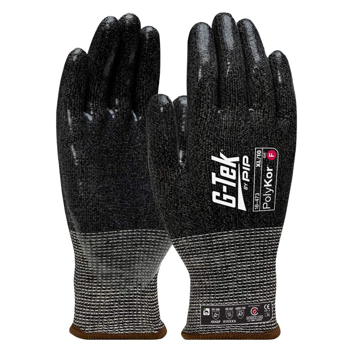 PIP 16-473 G-Tek PolyKor 13G Cut F Silicone Dip Glove