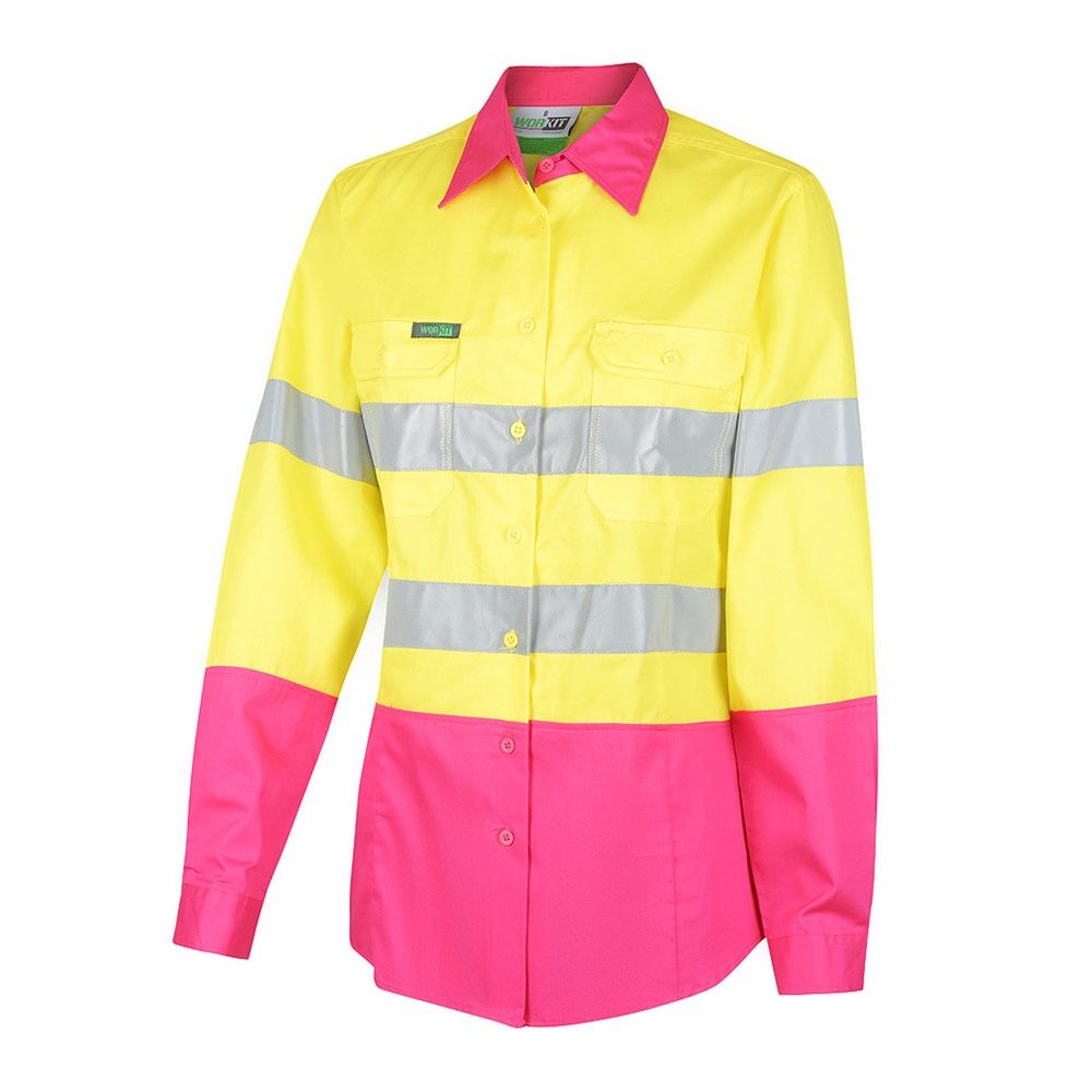 WORKIT Workwear Hi Vis Womens 2 Tone Lightweight Taped Shirt