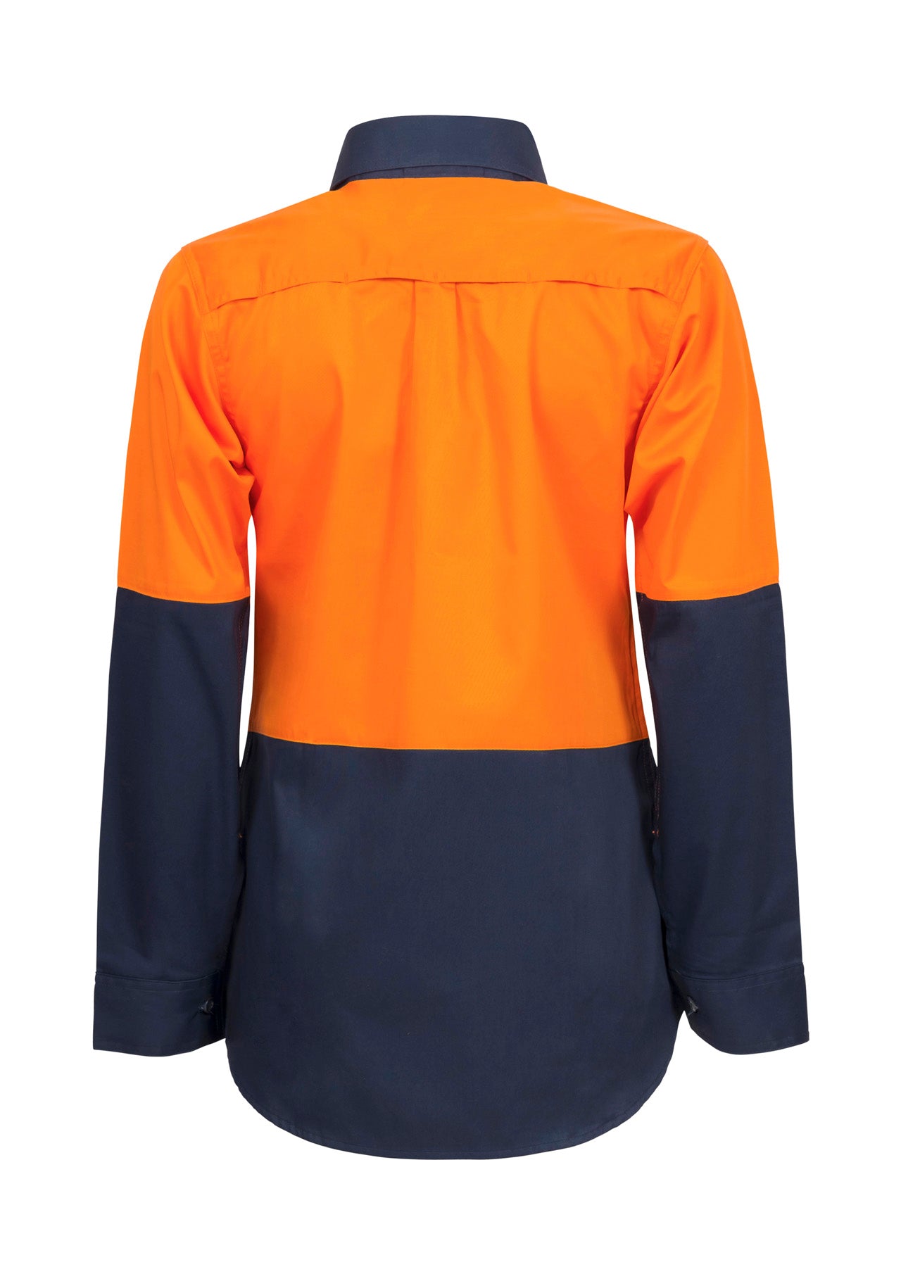 Workcraft WSL502 Ladies Lightweight Hi Vis Long Sleeve Vented Cotton Drill Shirt in Orange/Navy