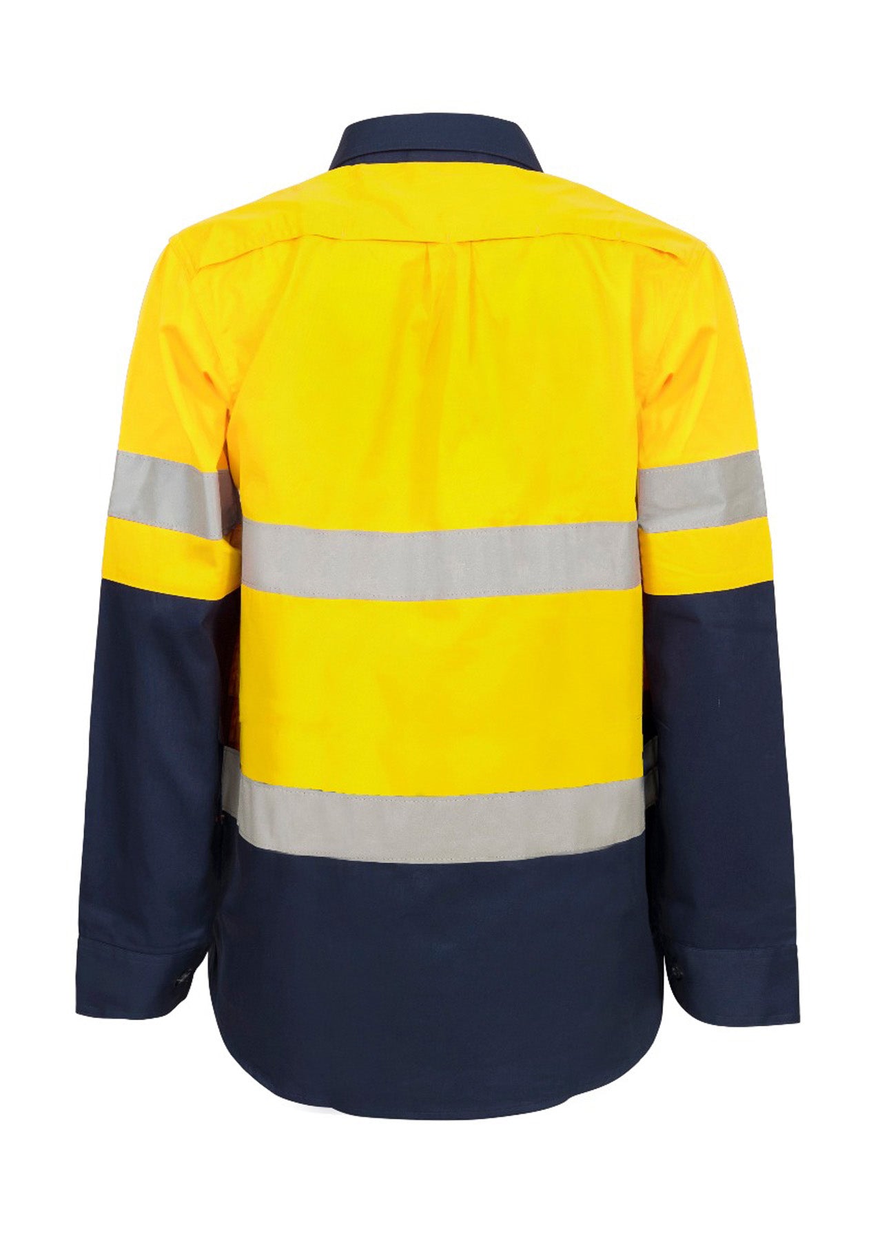 Workcraft WSL601 Ladies Maternity Lightweight Hi Vis Long Sleeve Vented Reflective Cotton Drill Shirt in Yellow/Navy