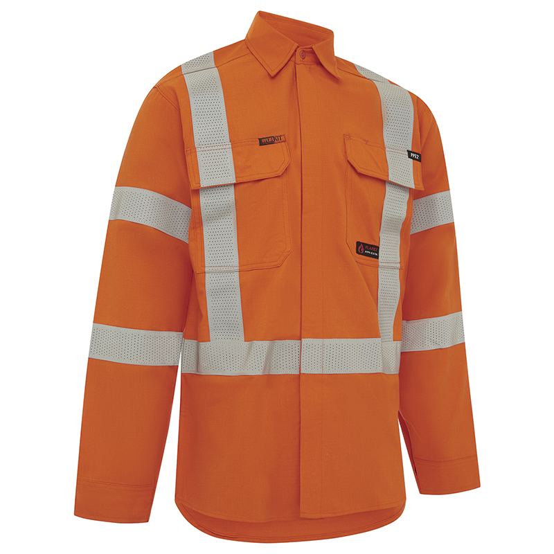 WORKIT Workwear Flarex Ripstop PPE2 FR Inherent 197gsm NSW Rail Taped Shirt