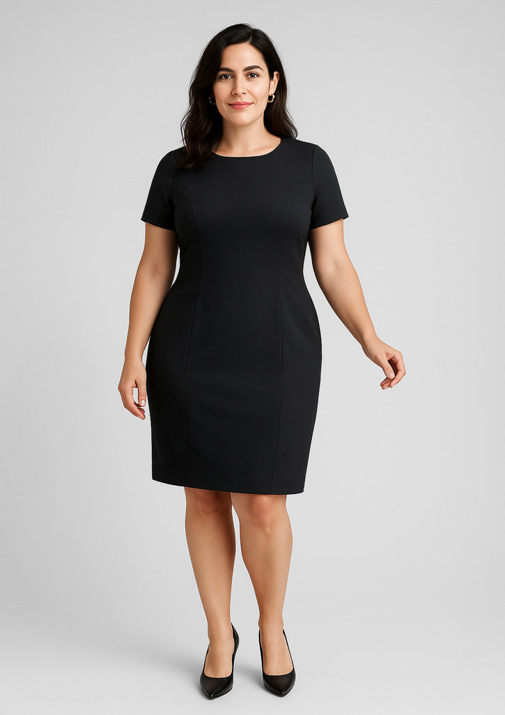 BizCorporate 34012 Womens Comfort Wool Stretch Short Sleeve Shift Dress