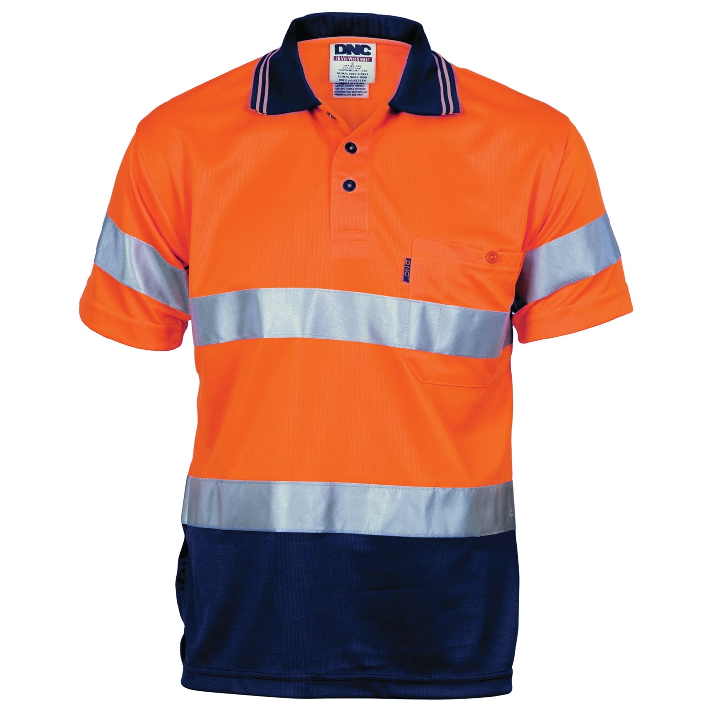 3715 HiVis D/D Cool Breathe Polo Shirt With CSR R/Tape - Short Sleeve