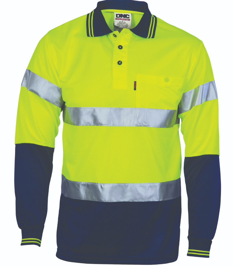 Hi Vis D/N Cool Breathe Polo Shirt With CSR R/Tape - LS
