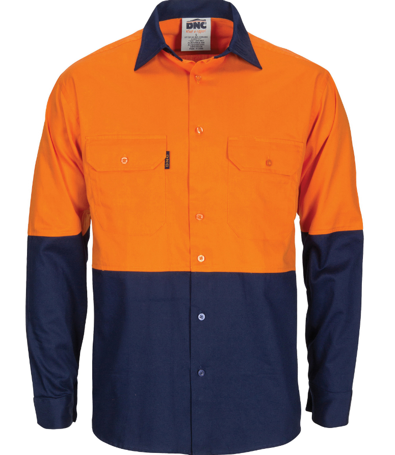 HiVis L/W Cool-Breeze T2 Vertical Vented Long Sleeve Cotton Shirt with Gusset Sleeves