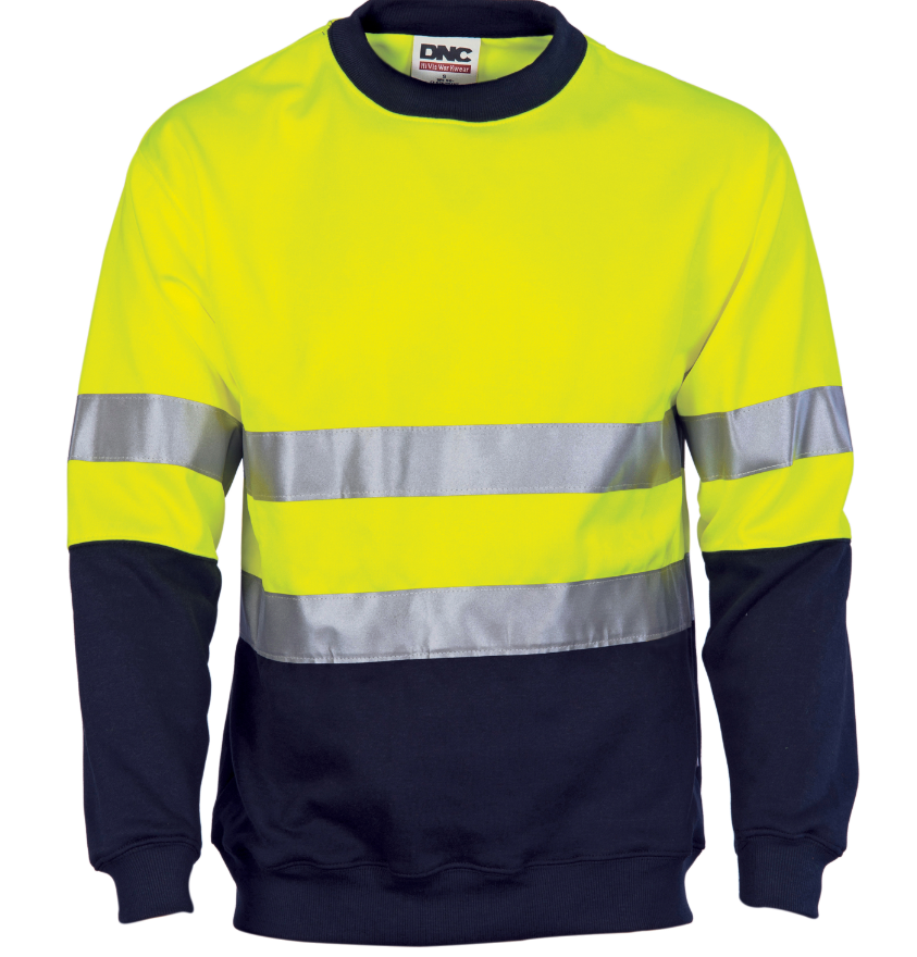 HiVis Two Tone Fleecy Sweat Shirt Crew Neck