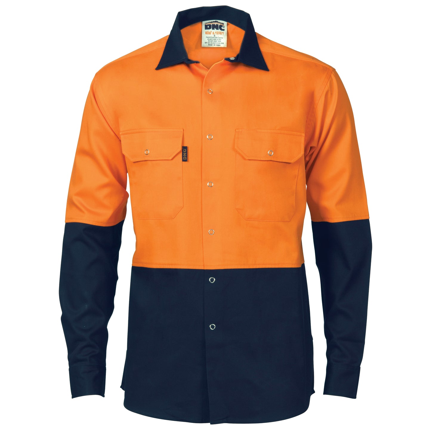 3838 HiVis Two Tone Drill Shirt with Press Studs
