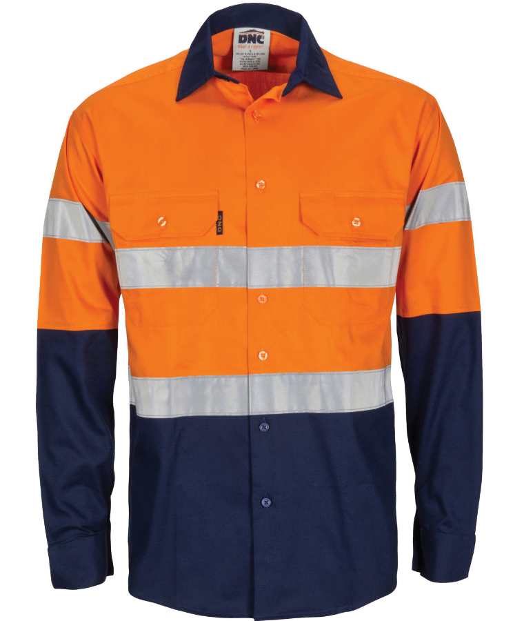 HiVis L/W Cool-Breeze T2 Vertical Vented Long Sleeve Cotton Shirt with Gusset Sleeve