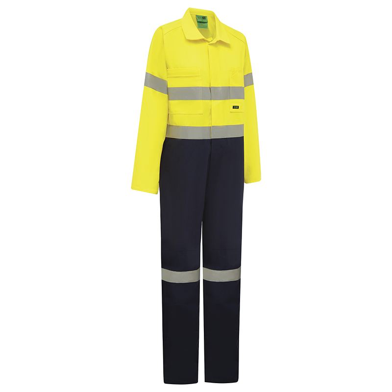 WORKIT Workwear Hi Vis 2-Tone Lightweight Cotton Taped Coverall With Nylon Studs