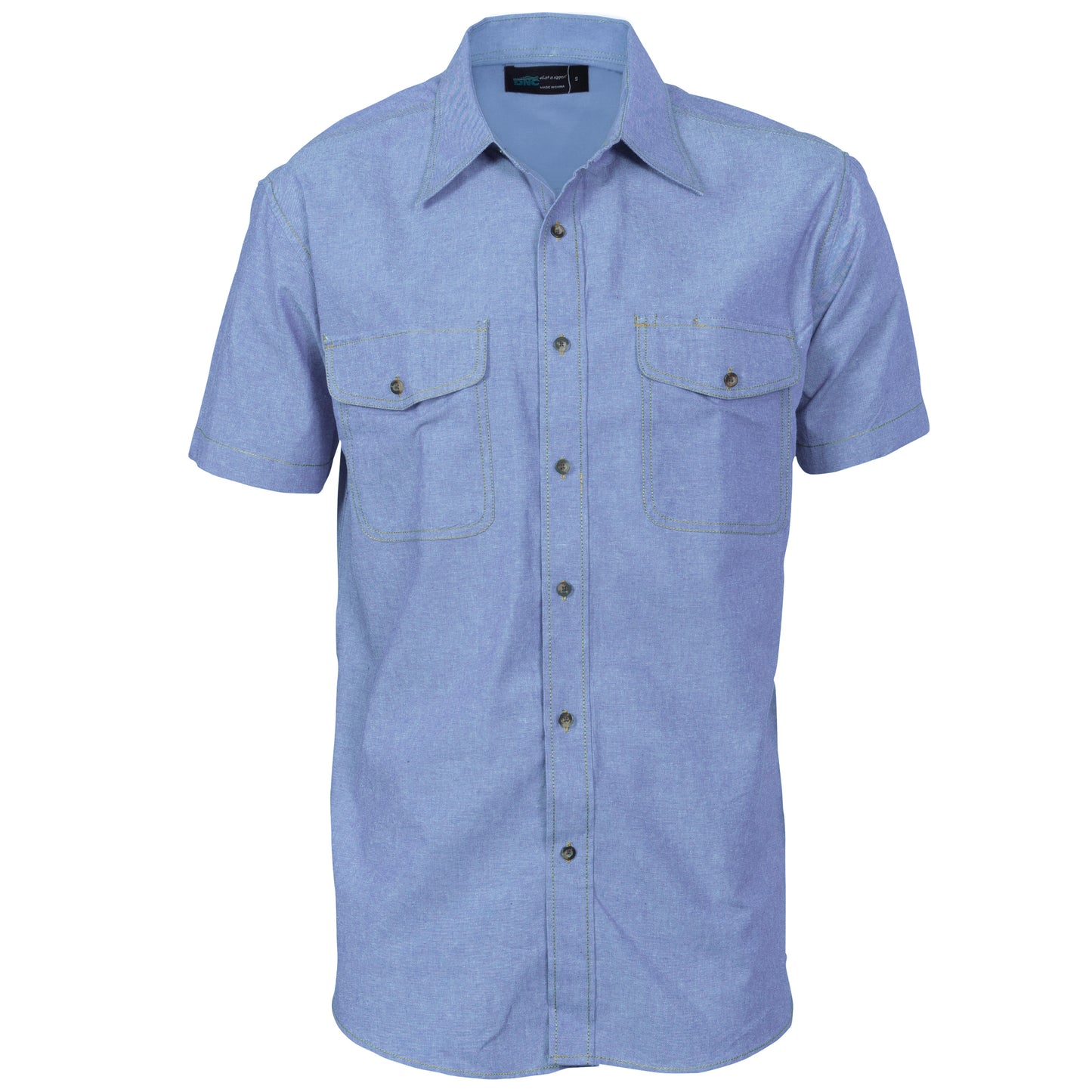 4103 Mens Twin Flap Pocket Cotton Chambray - Short Sleeve