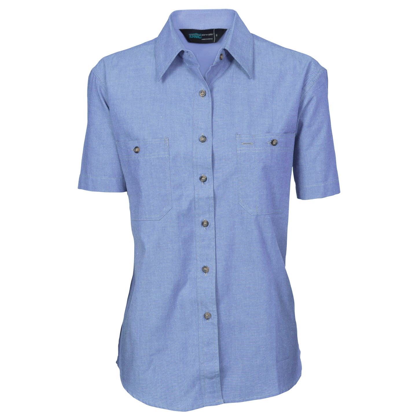 4105 Ladies Cotton Chambray Shirt - Short Sleeve