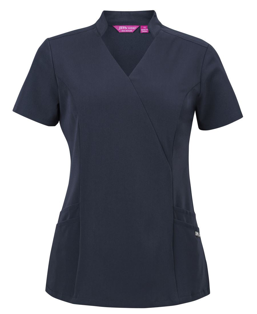 JB's Ladies Nu Mandarin Collar Scrub Top Black
