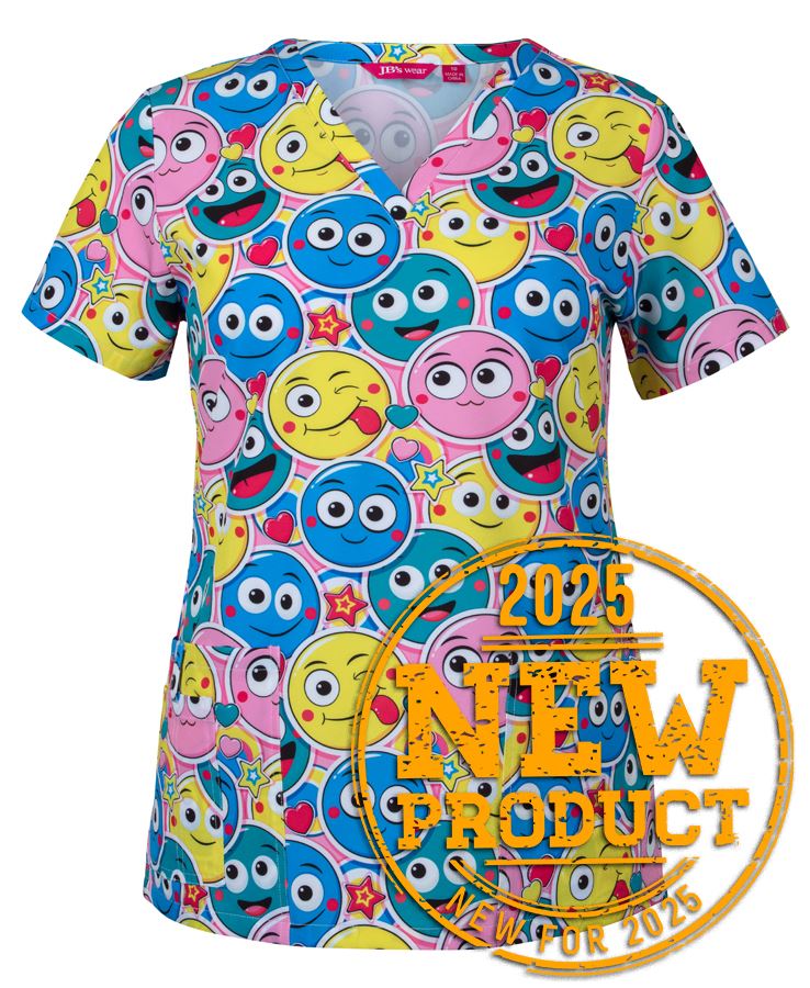 JB's Ladies Scrub Top Printed Cat