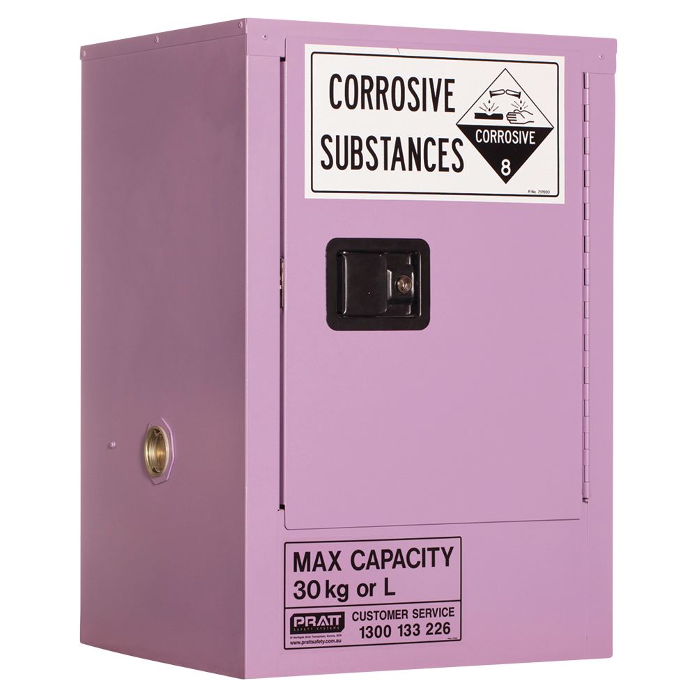 Pratt Safety Corrosive Substance Storage Cabinet: Metal - 30L - 1 Door - 1 Shelf
