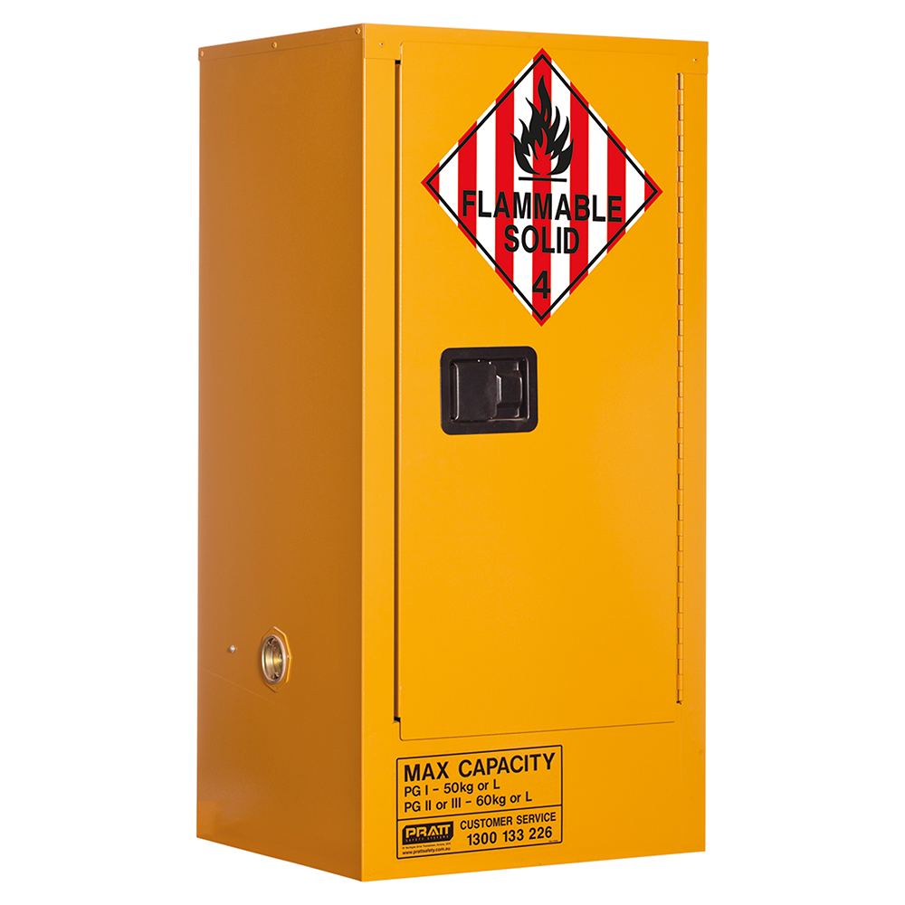 Pratt Safety Class 4 Dangerous Goods Storage Cabinet: 60L - 1 Door - 2 Shelves