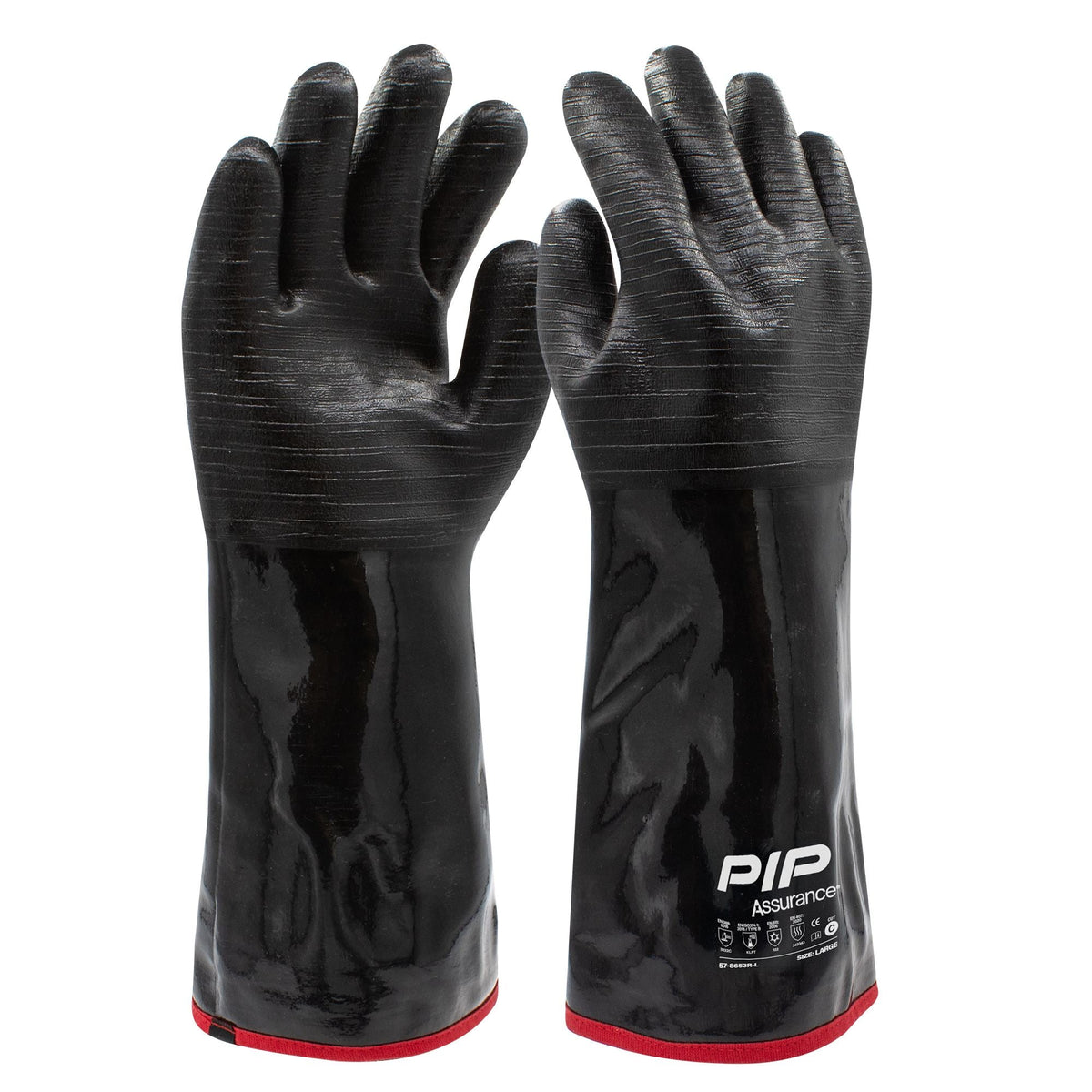 PIP 57-8653R-L Assurance® Chemgrip™ Neoprene Coated Gloves with Foam Insulated Liner - 18” Large