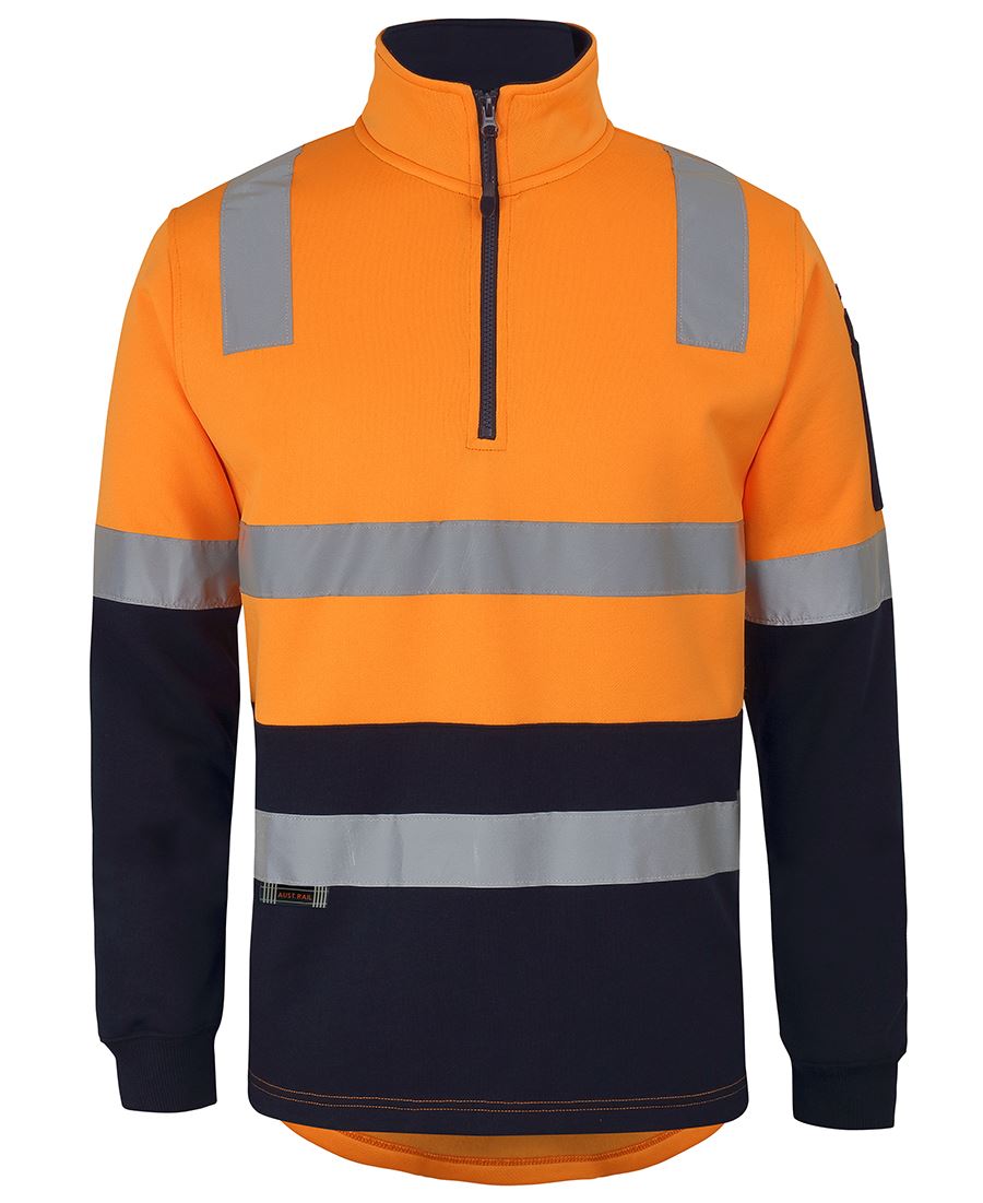 JB's 1/2 Zip Aust. Rail (D+N) Fleece Sweater Orange/Navy-2Xs