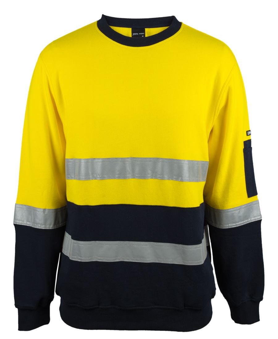 JB's Hv 310 (D+N) Cotton Crew Neck Fleece Orange/Navy -2Xs