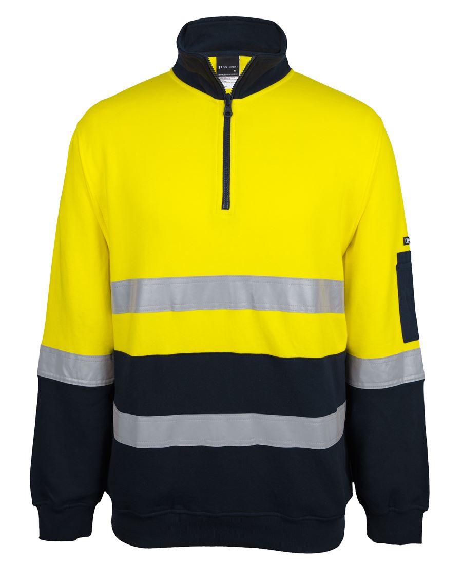 JB's Hv 310 (D+N) Cotton 1/2 Zip Fleece Orange/Navy -2Xs