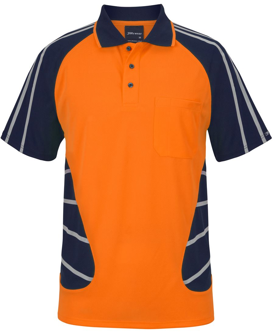 JB's Street Spider Polo W/ Reflective Stripe Lime/Navy-2Xs