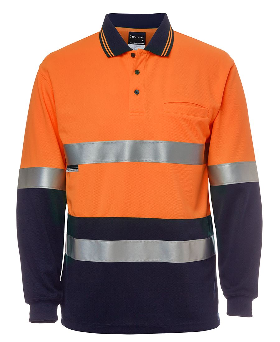 JB's Hv L/S (D+N) Trad Polo Lime/Navy-2Xs