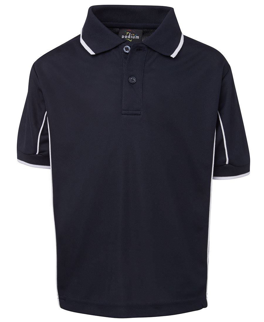 Podium Kids S/S Piping Polo Navy/White-04