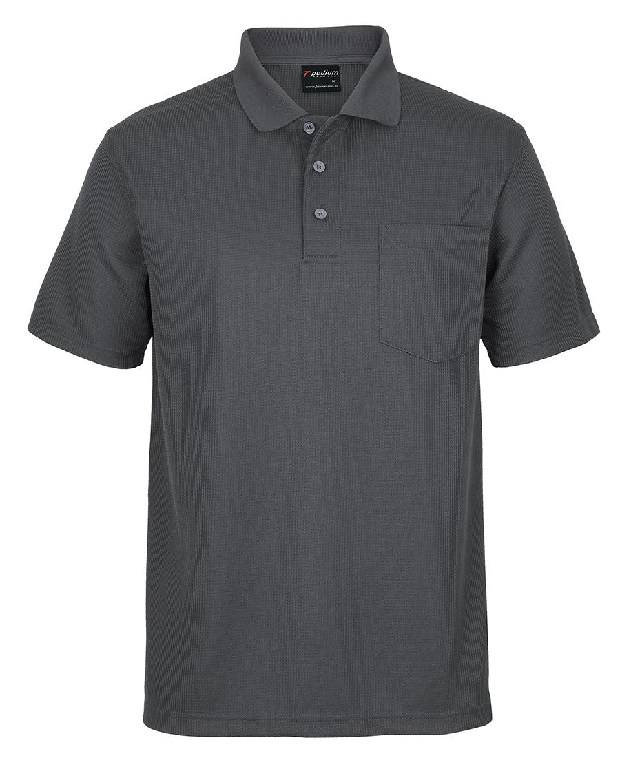 Podium Waffle Pocket Polo Black-S