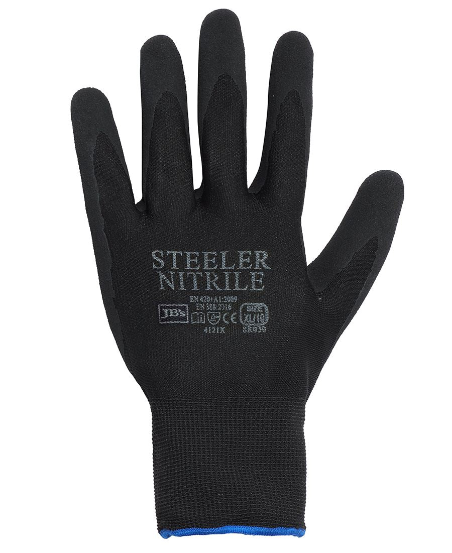JB's Steeler Sandy Nitrile Glove (12Pk) Black/Black-S