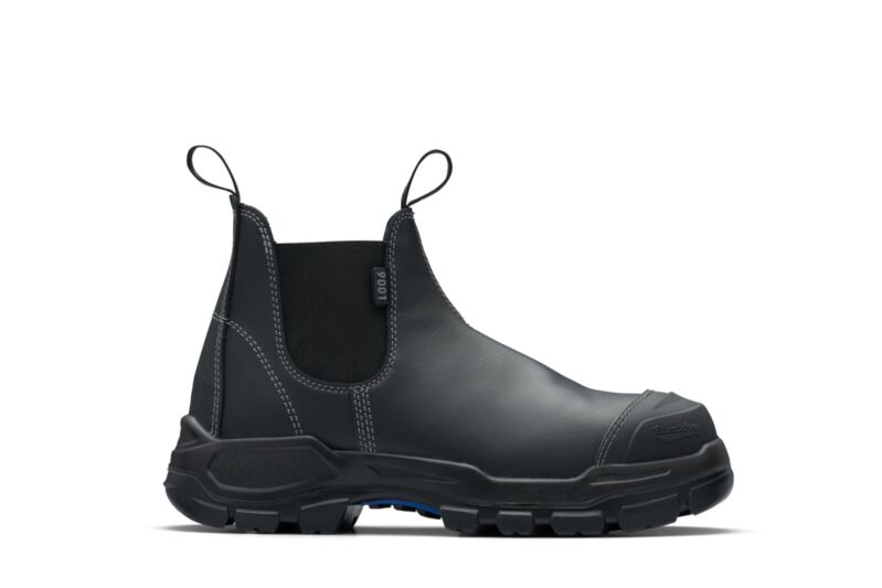 Blundstone 9001 RotoFlex Black water-resistant PU/R Platinum leather elastic side safety boot