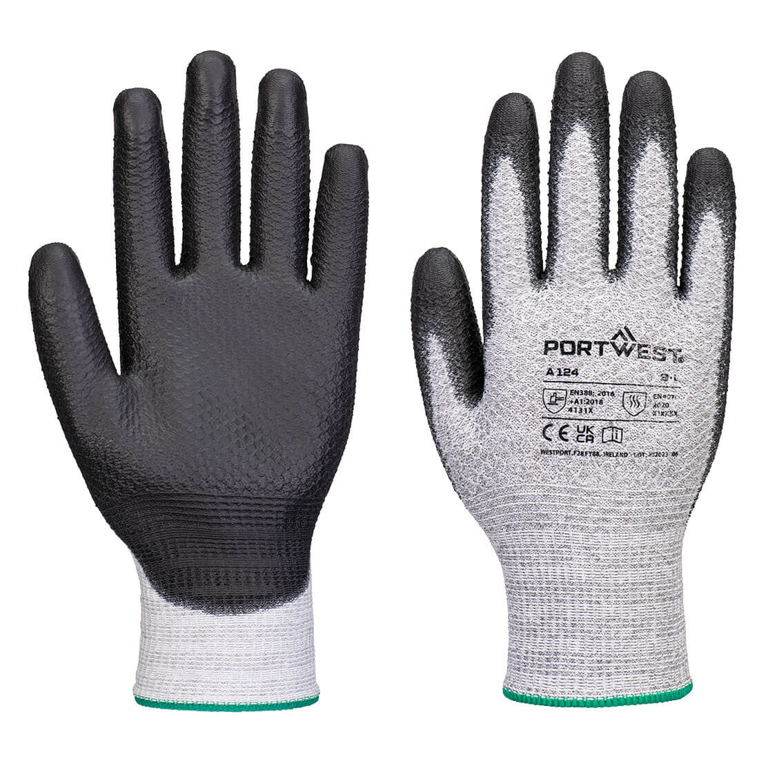 Portwest Grip 13 PU Diamond Knit Glove (Pk12) in Grey/Black