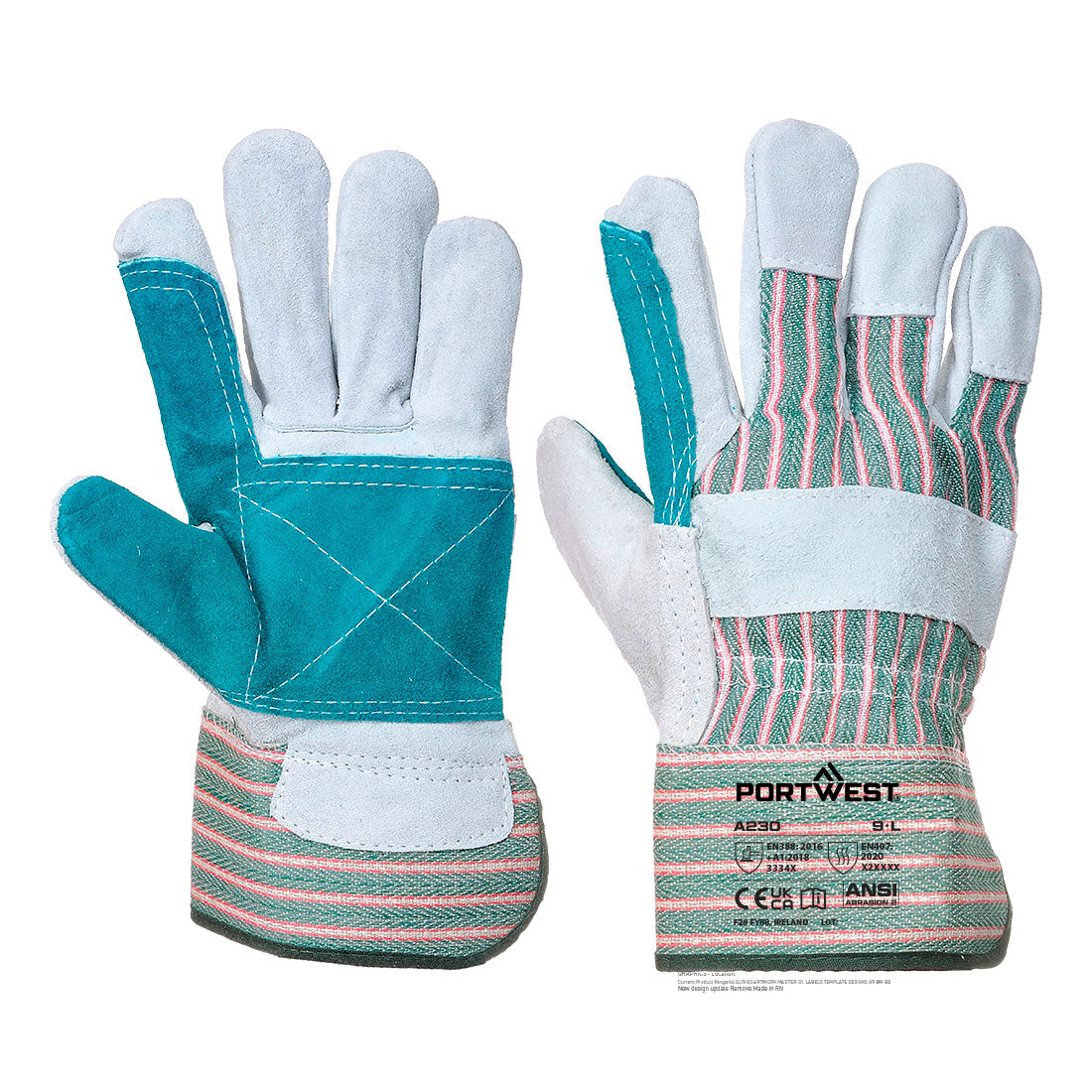 Portwest Double Palm Cotton Back Glove in Grey