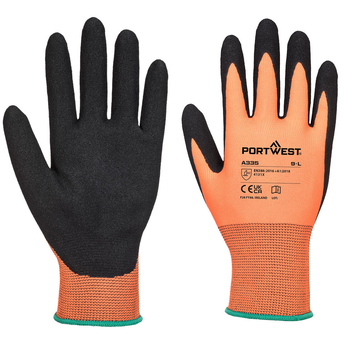 Portwest Dermi-Grip NPR15 Nitrile Sandy Glove in Orange/Black