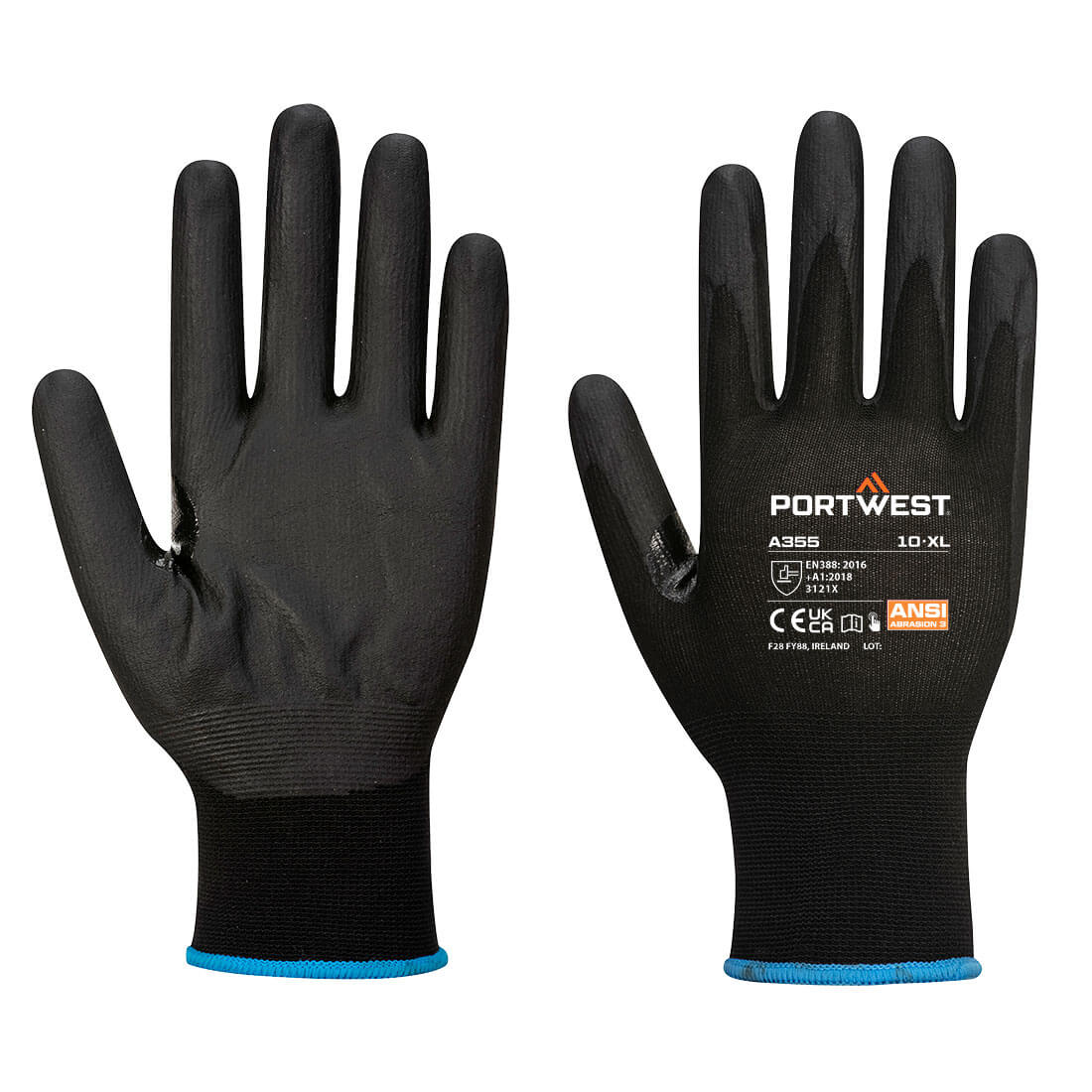 Portwest Grip 15 Nitrile Foam Touchscreen Glove (PK12) in Black