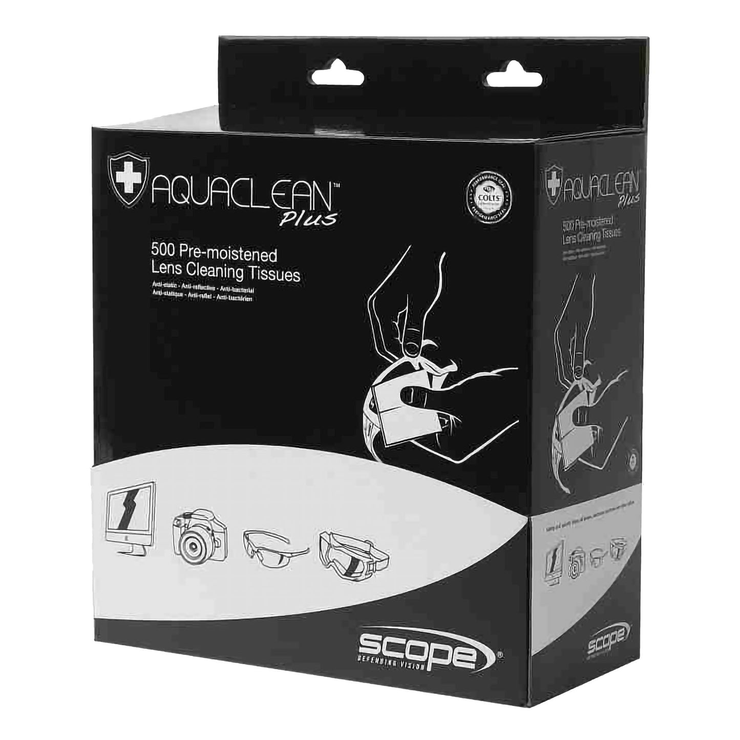 Scope Optics Aqua Clean Plus Dispenser Box - 500 Pre-Moistened Wipes