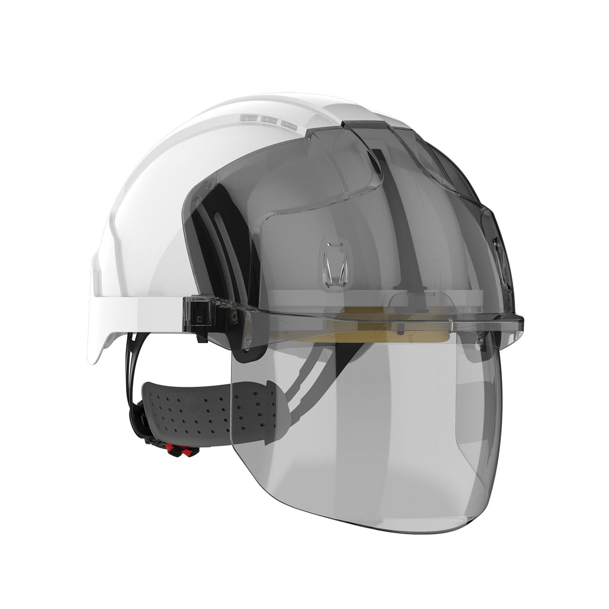 JSP Safety AMC170-005-FAN Evo Vista Shield Non Vented White/Smoke Helmet - Wheel Ratchet - Clear Visor