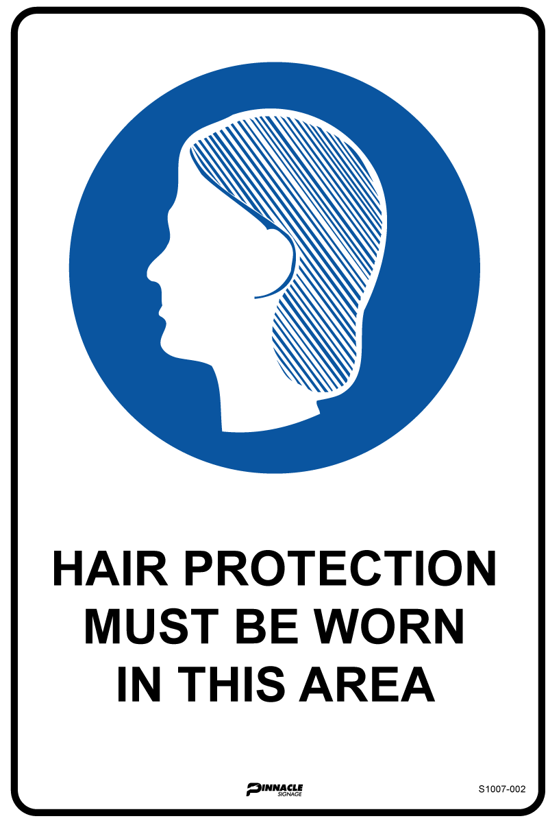 Hair Protection Must Be Worn In This Area Sign