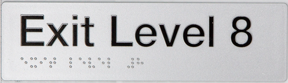 Sign, Exit Level 8, , Silver/Black PVC