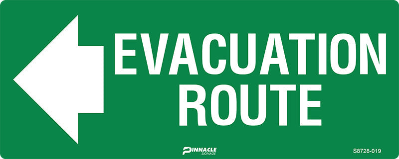 Evacuation Route, Arrow Left, Luminous Sign