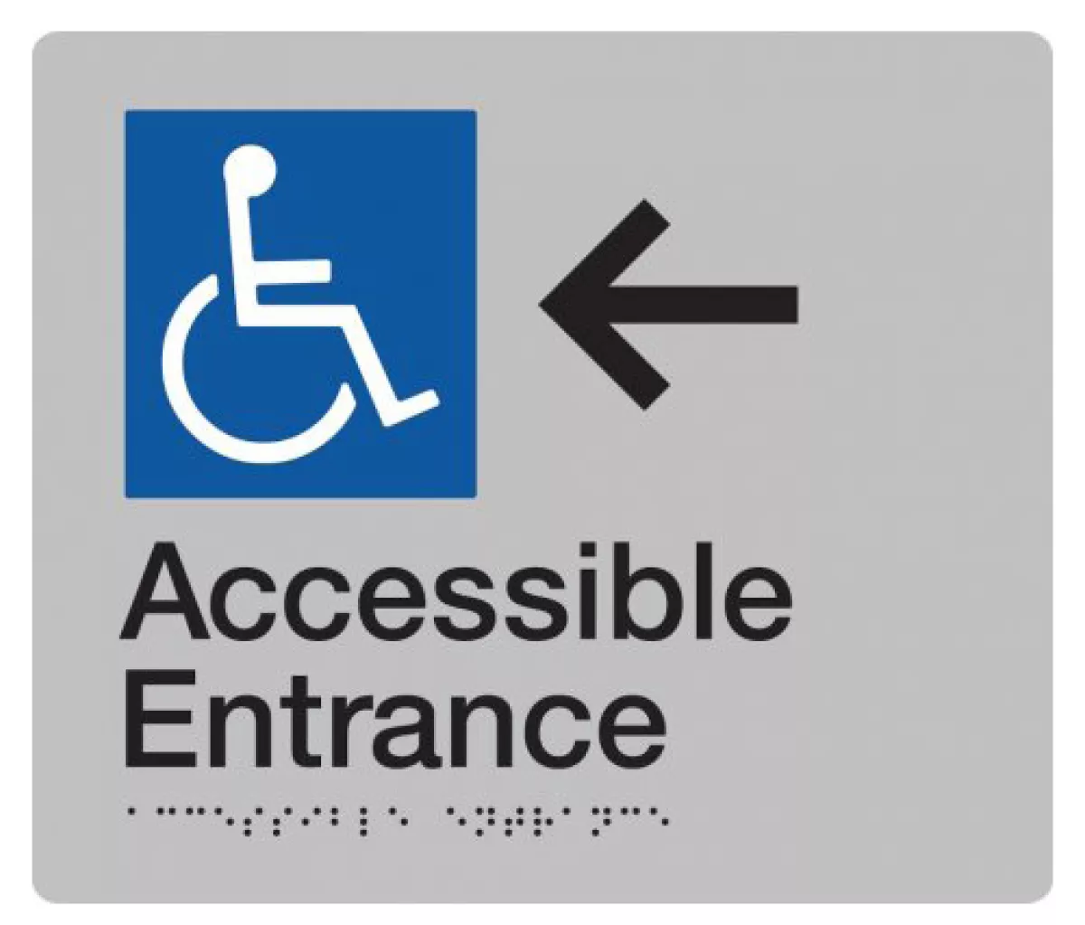 Sign, Wheelchair Accessible Entrance Left, , Blue/White PVC
