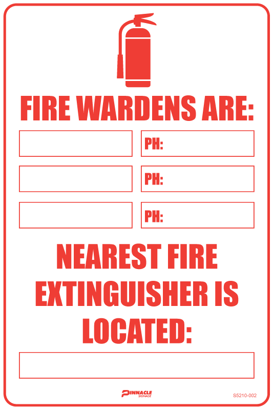Fire Wardens Are/Nearest Fire Extinguisher Is Located Sign