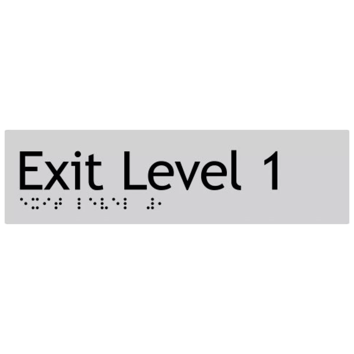 Sign, Exit Level 1, , Silver/Black PVC