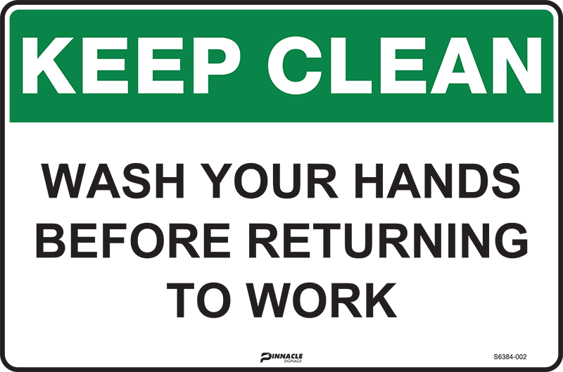 Keep Clean Wash Your Hands Before Returning To Work Sign