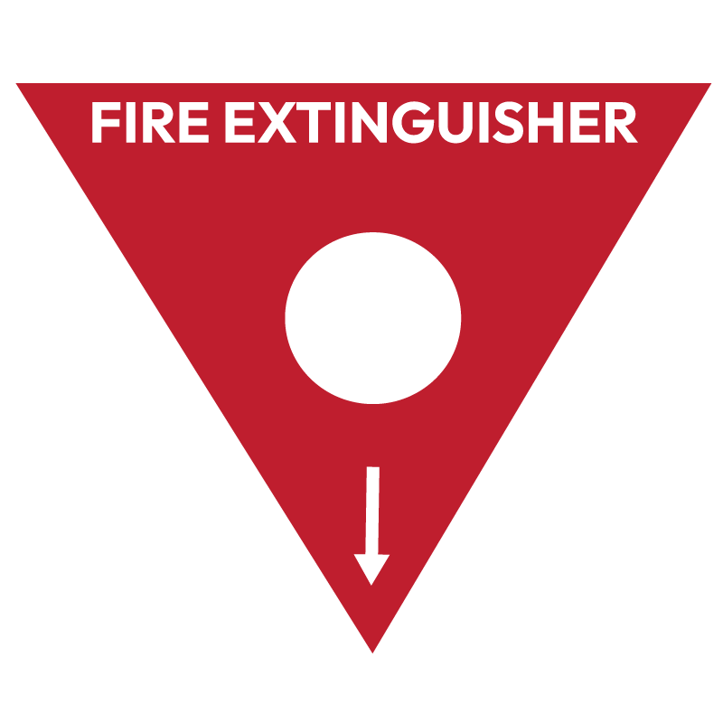 Fire Extinguisher Marker, AB(E) Powder (White Circle), Triangle