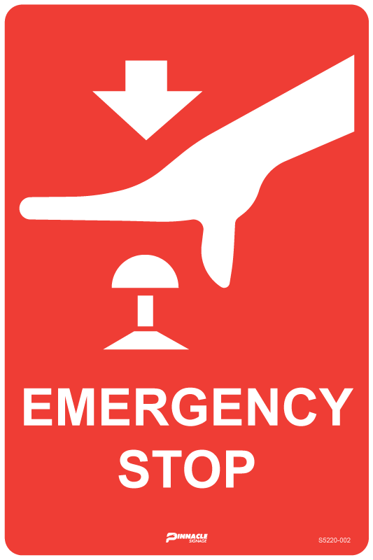 Emergency Stop (With Picto) Sign