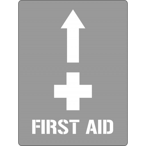 Stencil, First Aid (With Cross Picto & Arrow Up) Sign