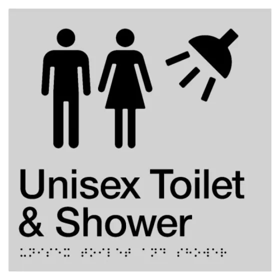 Sign, Unisex Toilet & Shower, , Blue/White PVC