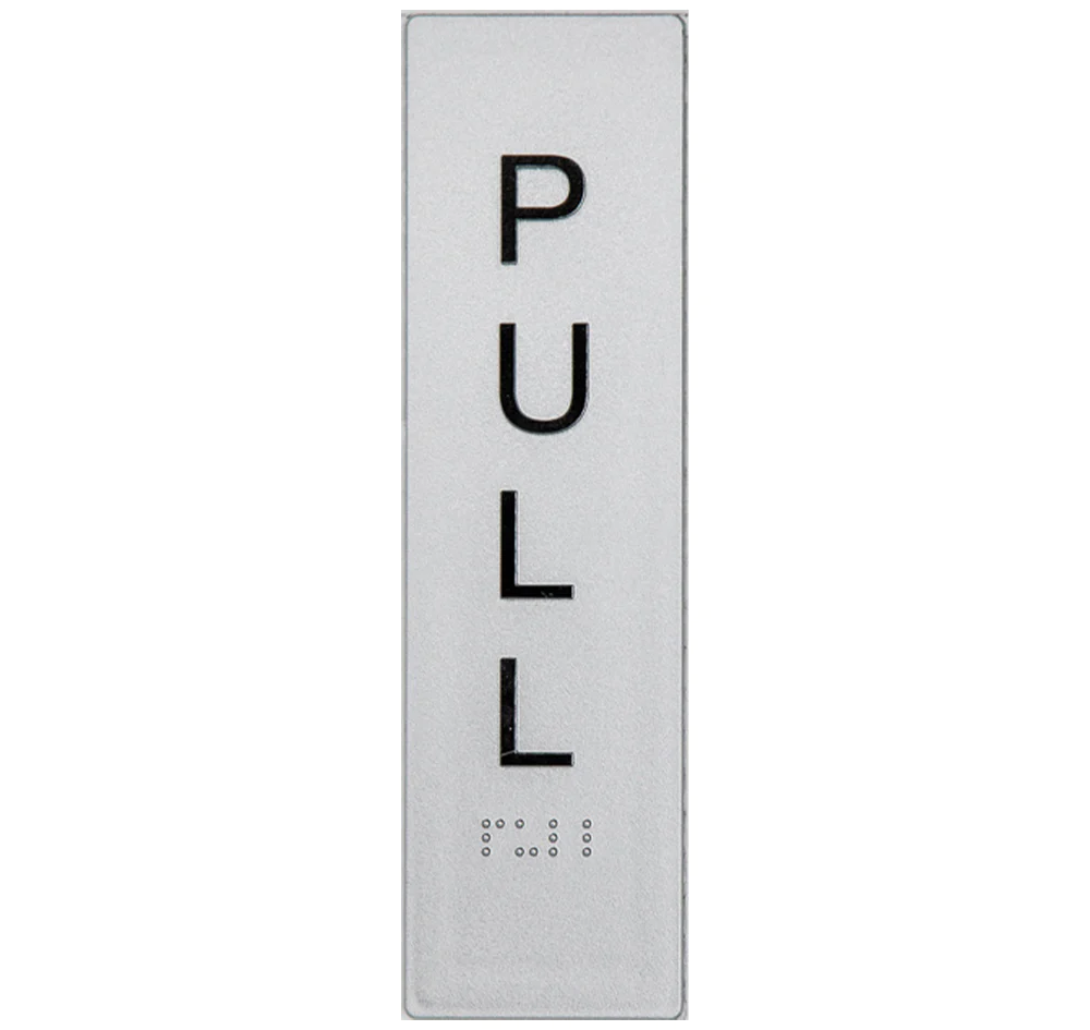 Sign, Pull (Horizontal), , Silver/Black PVC