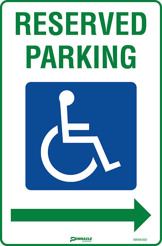 Reserved Parking (Disabled Picto), Right Arrow Sign